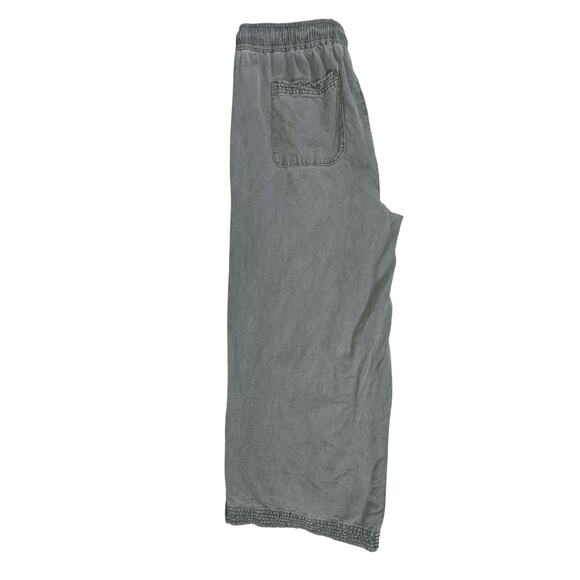 J By Joie Cropped Pants Size Large Gray Wash Wide Leg Linen Lyocell Drawstring - Picture 6 of 10